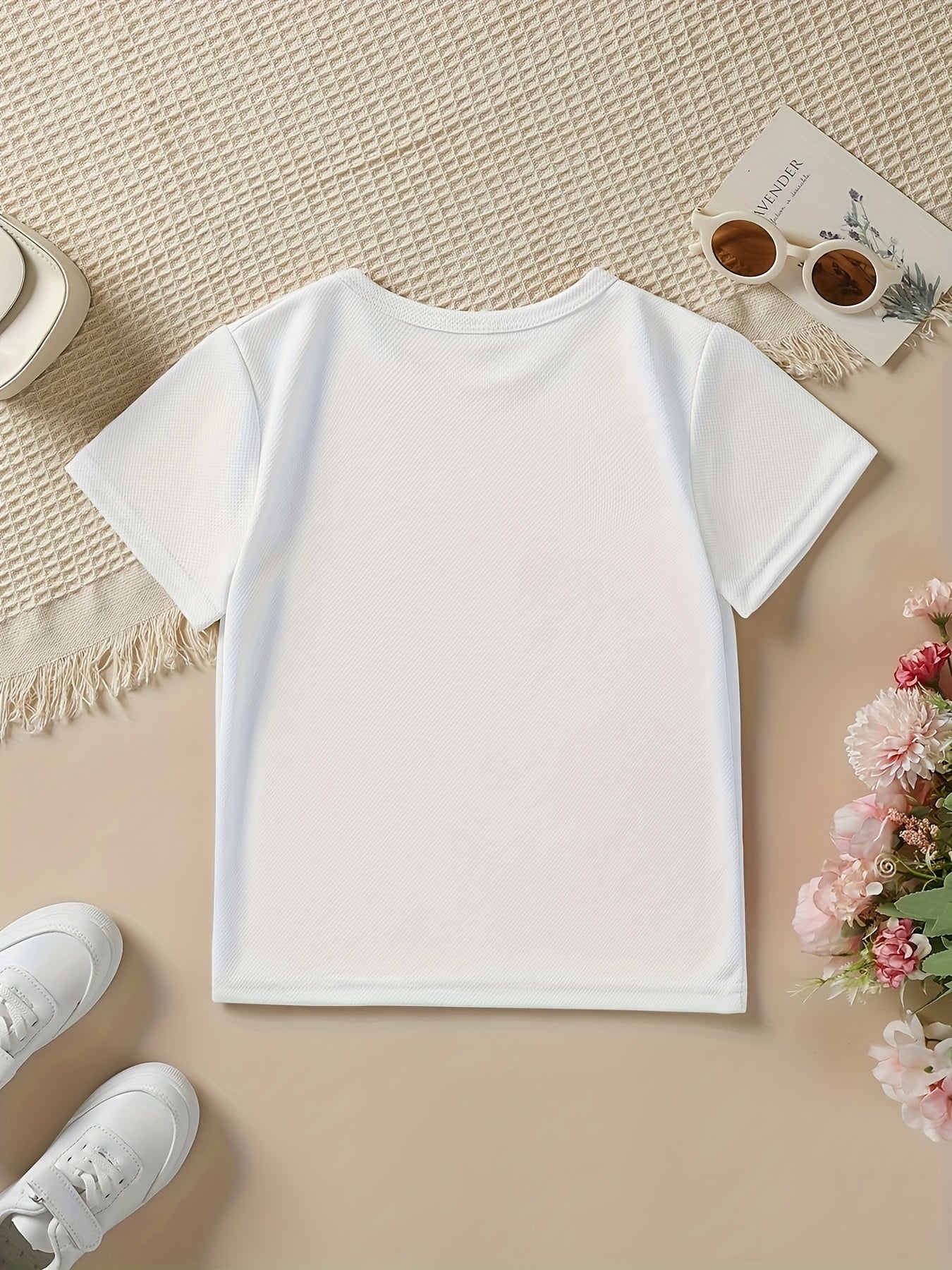 Summer Fashion Girls' Short Sleeve T-Shirt with "Big Fist Meets Little Fist" Daddy + Me Letter Print Casual Top NYDX4322