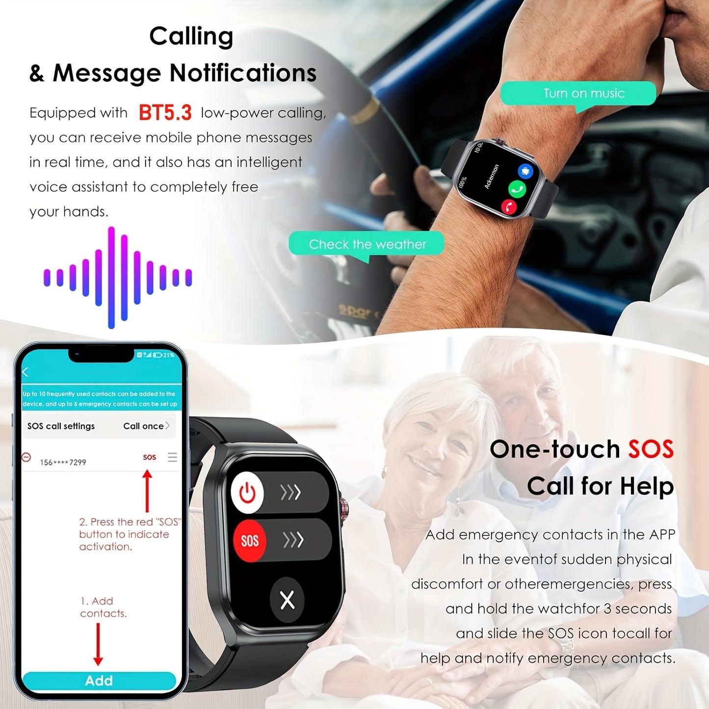 2025 New Smartwatch: 5.18cm AMOLED Large Display, 530mAh Long-Last Battery, BT 5.3 Call, Multi-Sport Modes, Voice Assistant, SOS, Menstrual Tracking, Weather Forecast, Fitness Tracker Watch for Android & IOS, Best Gift for Fa