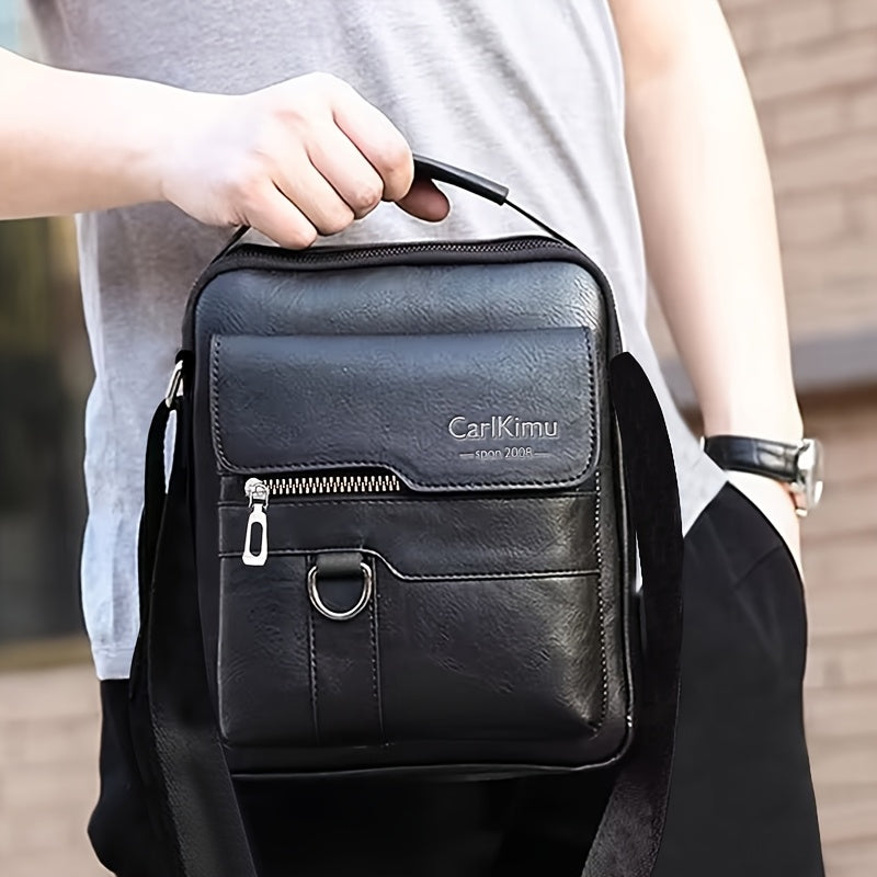 Neutral Square Shape Men'S Tote Bag, Vintage, Vertical, Adjustable Zipper Closure, Black, Polyester Lining, No Printing, Lightweight, Casual Style, with Business Casual for Men and Women