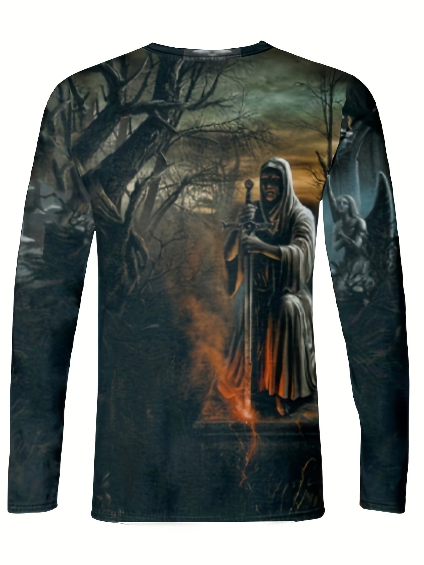 Men's Vintage Casual Long Sleeve Crew Neck Henry Shirt, Polyester, Geometric Pattern, Regular Fit, Knit Fabric, Drawstring, Autumn/Winter Season, Men's Fashion Top