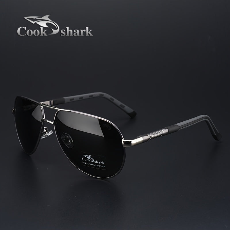 cookshark Men'S Pilot Fashion Glasses - Lightweight Retro Style with Black Frame & Red Accents, TAC Lenses for Travel, Business, Casual Wear - Includes Case & Microfiber Cloth, Travel Eyewear, Stylish Eyewear, Durable Eyeglas