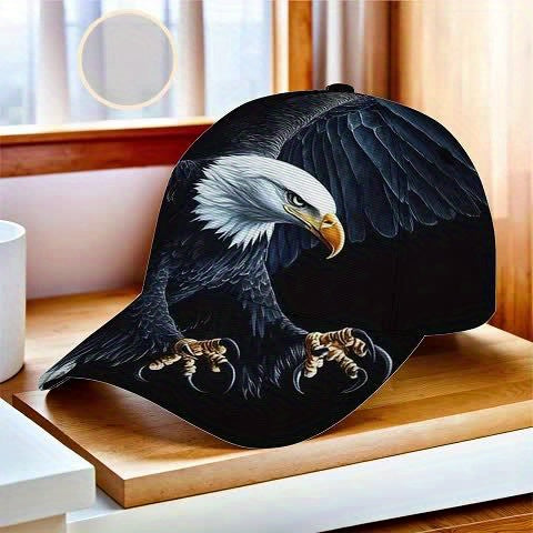 1pc Baseball Cap with Majestic Eagle in Flight - Adjustable Strap, Lightweight Foldable Hat for Outdoor Sports, Hiking, Casual - Unisex Duckbill Cap for Men & Women (Machine Washable) - Bold Eagle Graphic Design, Hiking Gear,