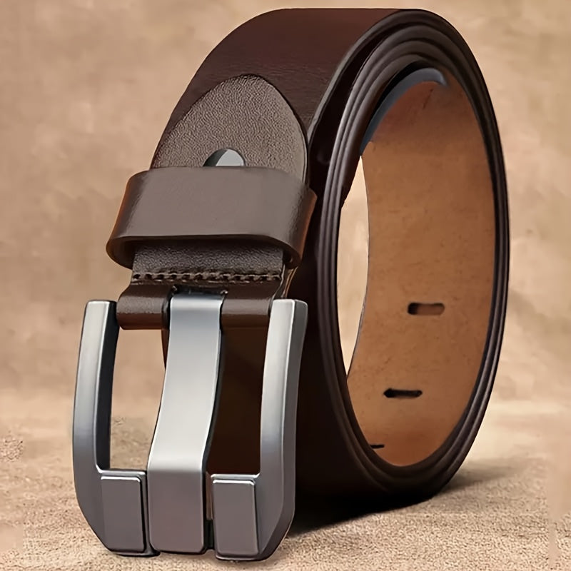 Men'S Genuine Leather Belt with Alloy Buckle - Casual Retro Style, Black, Perfect Gift for Husband or Father, Everyday Accessory|Casual Style Belt|Durable Leather Belt, Belt For Men, Men'S Belt