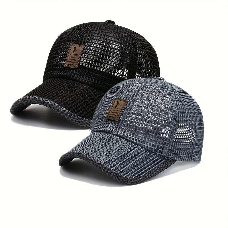 2pcs Ediko Mesh Cap with Edge, Summer Mesh Baseball Cap for Men, Truck Driver Mesh Cap, Outdoor Sports Running. Fabric.