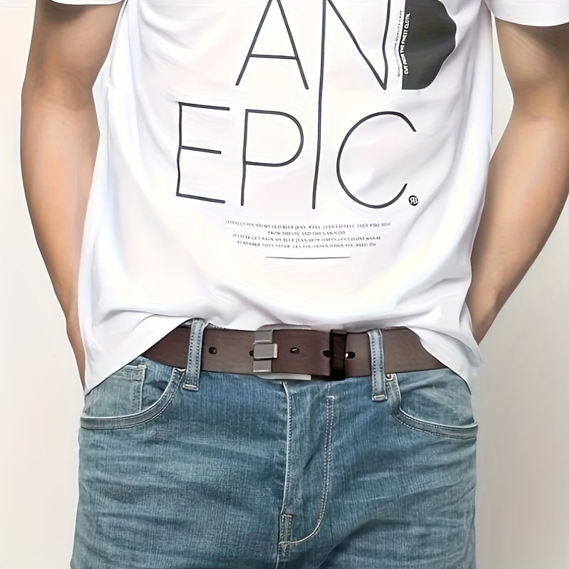 Men'S Genuine Leather Belt with Alloy Buckle - Casual Retro Style, Black, Perfect Gift for Husband or Father, Everyday Accessory|Casual Style Belt|Durable Leather Belt, Belt For Men, Men'S Belt