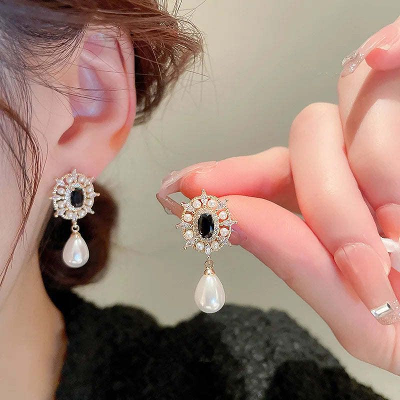 Lymphatic Slimming Magnetic Weight Loss Earrings for Women Sparkly Rhinestone Dangle Quartz Stone Lymphatic Drain Earrings