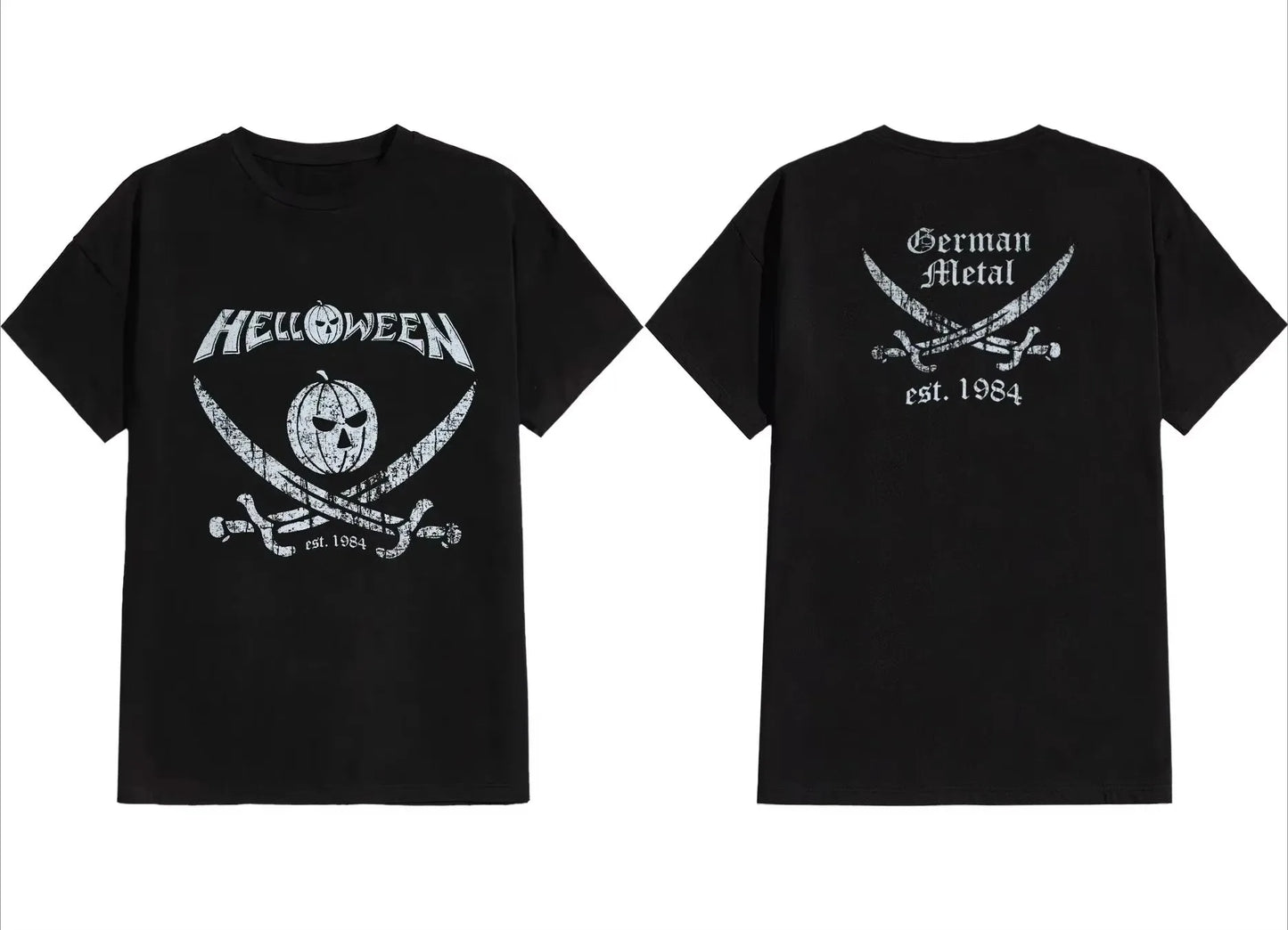 Heavy Metal Helloween T-Shirt Band Family Tee Music T-Shirt Summer Short Sleeve Womens T-Shirt Black Casual Crew Neck Cotton Tee