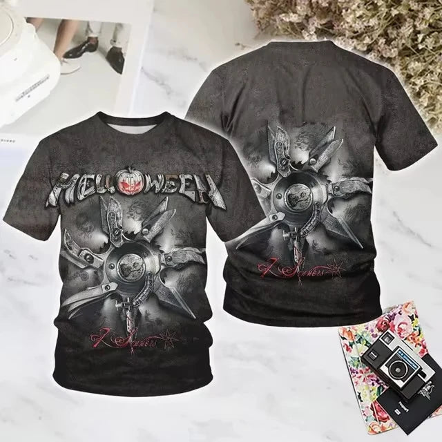 2025 New Popular Rock Helloween 3d Print T-shirt Men Women Fashion T shirt Hip Hop Short Sleeve Tops Tees Graphic Tshirt Album