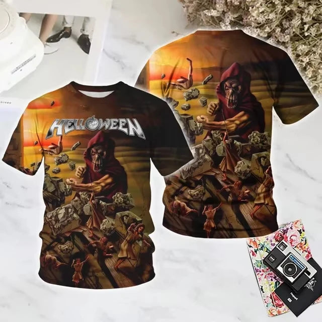 2025 New Popular Rock Helloween 3d Print T-shirt Men Women Fashion T shirt Hip Hop Short Sleeve Tops Tees Graphic Tshirt Album