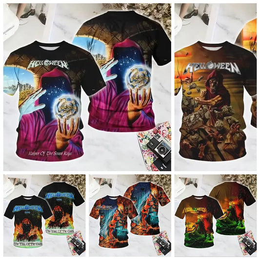 2025 New Popular Rock Helloween 3d Print T-shirt Men Women Fashion T shirt Hip Hop Short Sleeve Tops Tees Graphic Tshirt Album