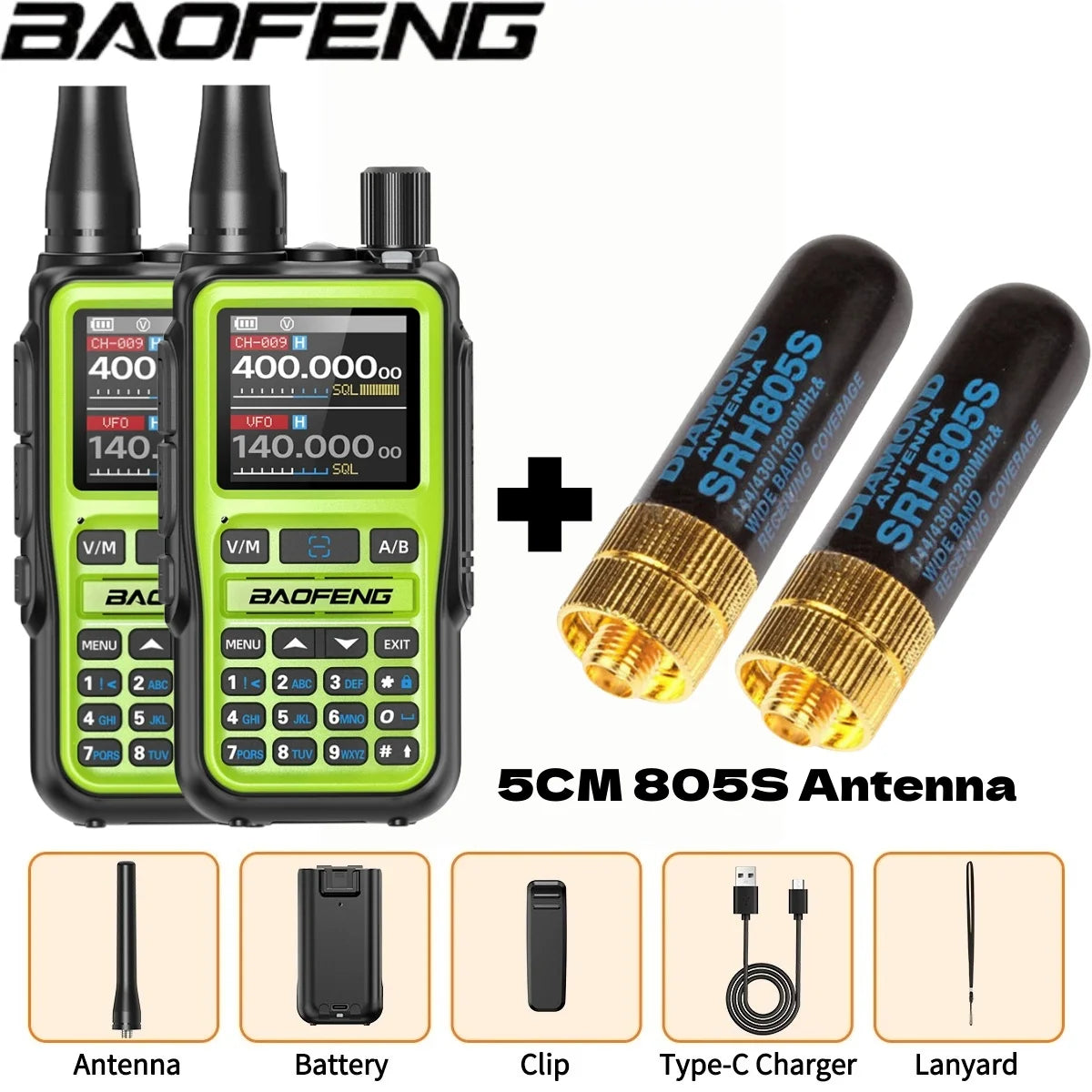 Baofeng UV 5R Mini Full Band Walkie Talkie Bluetooth Programming AM Wireless Copy Frequency 999CH Type-C Portable Ham Radio