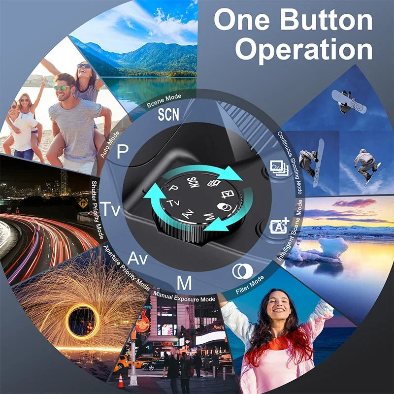 Digital Camera 4K 72MP 12X Optical Zoom UHD Professional Photography Flash Light Auto-Focus WIFI  for Tiktok Ins Youtube Webcast