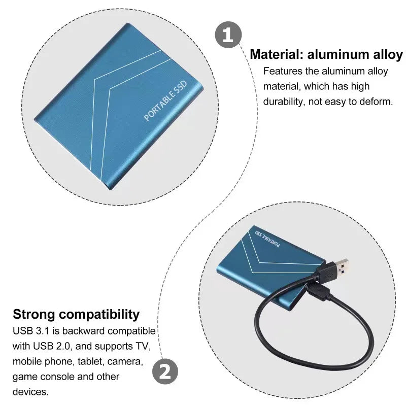 2025 New Portable SSD 1TB External hard drive High-speed Mobile Solid State Drive 500GB External Storage Decives Hard Disks