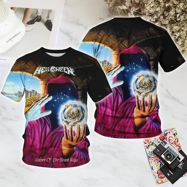 Classic Rock Helloween T-shirts Male 3D Print Men Women Hip Hop Trend Short Sleeve TShirt Street Loose Casual Oversized Y2k Tops