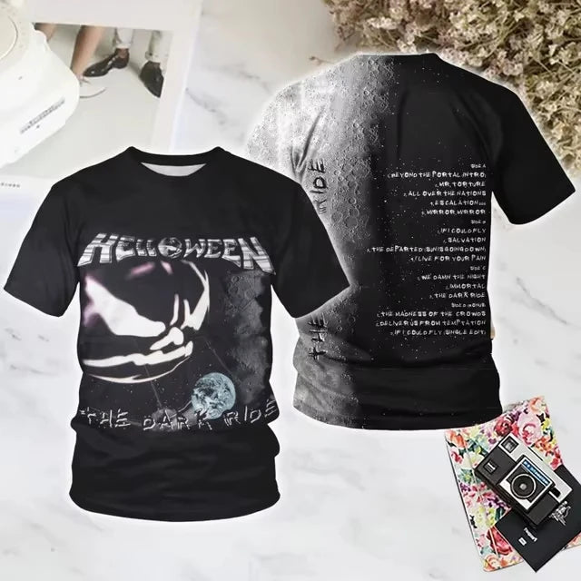 2025 New Popular Rock Helloween 3d Print T-shirt Men Women Fashion T shirt Hip Hop Short Sleeve Tops Tees Graphic Tshirt Album