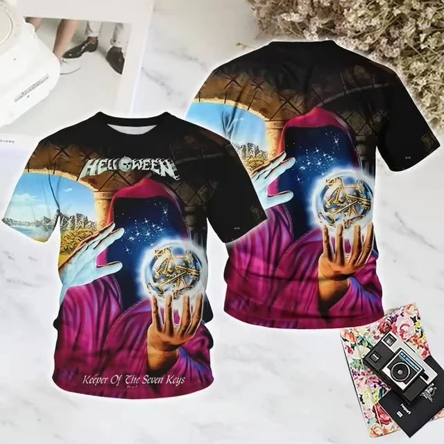 2025 New Popular Rock Helloween 3d Print T-shirt Men Women Fashion T shirt Hip Hop Short Sleeve Tops Tees Graphic Tshirt Album