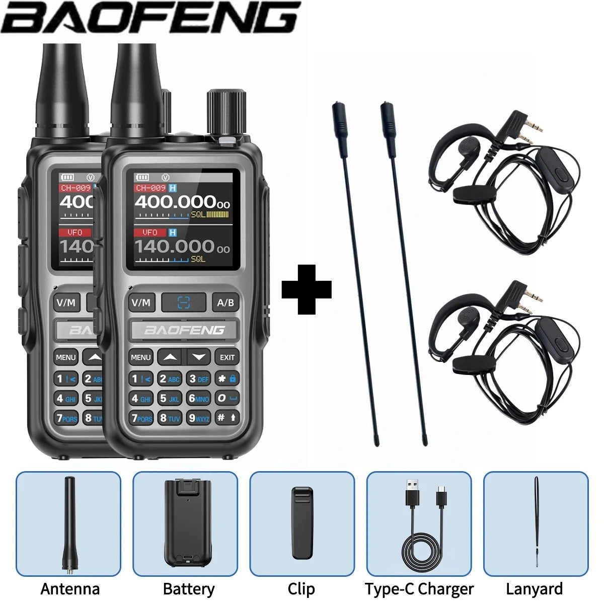Baofeng UV 5R Mini Full Band Walkie Talkie Bluetooth Programming AM Wireless Copy Frequency 999CH Type-C Portable Ham Radio