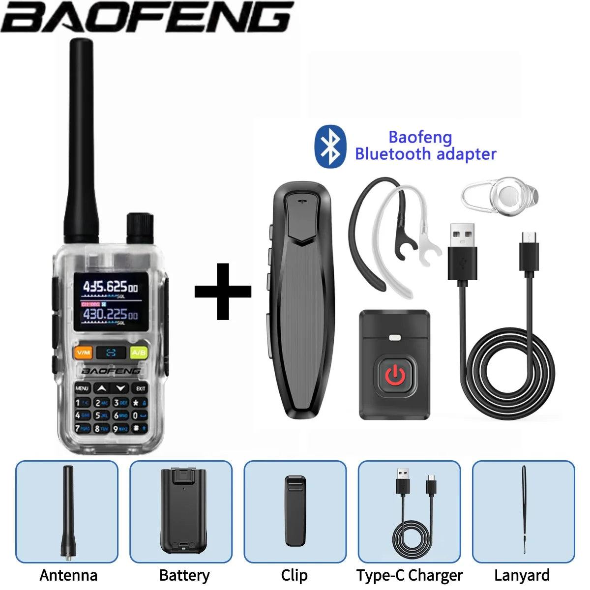 Baofeng UV 5R Mini Full Band Walkie Talkie Bluetooth Programming AM Wireless Copy Frequency 999CH Type-C Portable Ham Radio