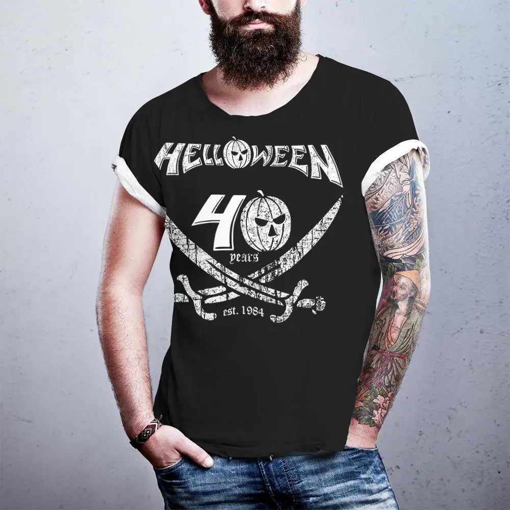 German Heavy Metal Rock Band Helloween Printed T-shirt Street Hip-hop Oversized Men's Tee Trendy Vintage Style Unisex Clothing