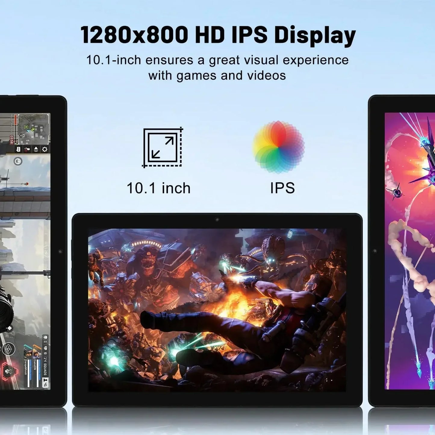 Tablet 10 Inch Android 14 Octa-Core 8GB RAM 64GB ROM 1280x800 IPS Tablets PC WiFi6 Bluetooth5.3 Widevine L1 Dual Camera Speakers