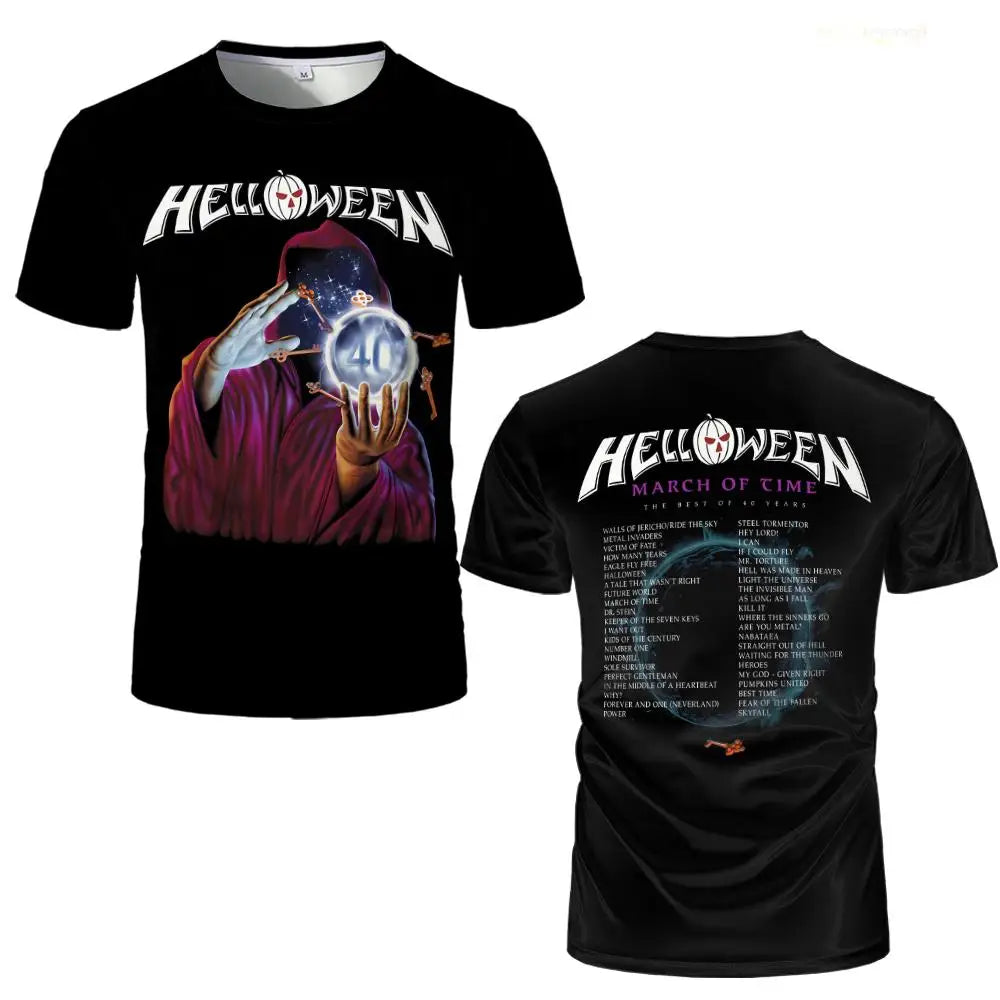 German Heavy Metal Rock Band Helloween Printed T-shirt Street Hip-hop Oversized Men's Tee Trendy Vintage Style Unisex Clothing