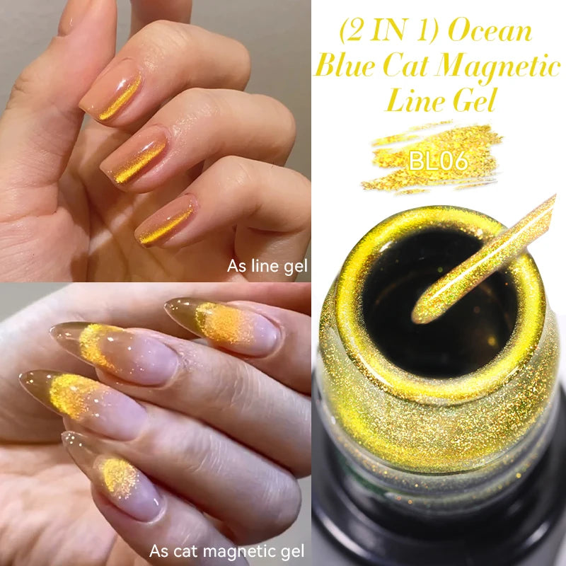 LILYCUTE 5ML Champagne Gold Reflective Glitter Liner Gel Nail Polish Bright Sparkling French Semi Permanent Nail Painting UV Gel