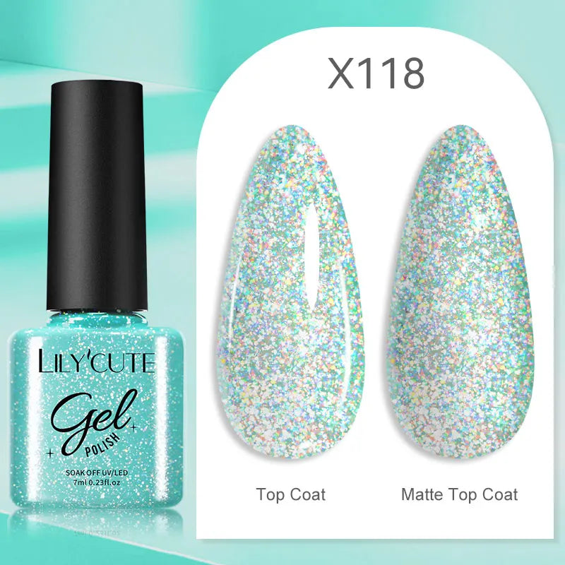 LILYCUTE 5ML Champagne Gold Reflective Glitter Liner Gel Nail Polish Bright Sparkling French Semi Permanent Nail Painting UV Gel
