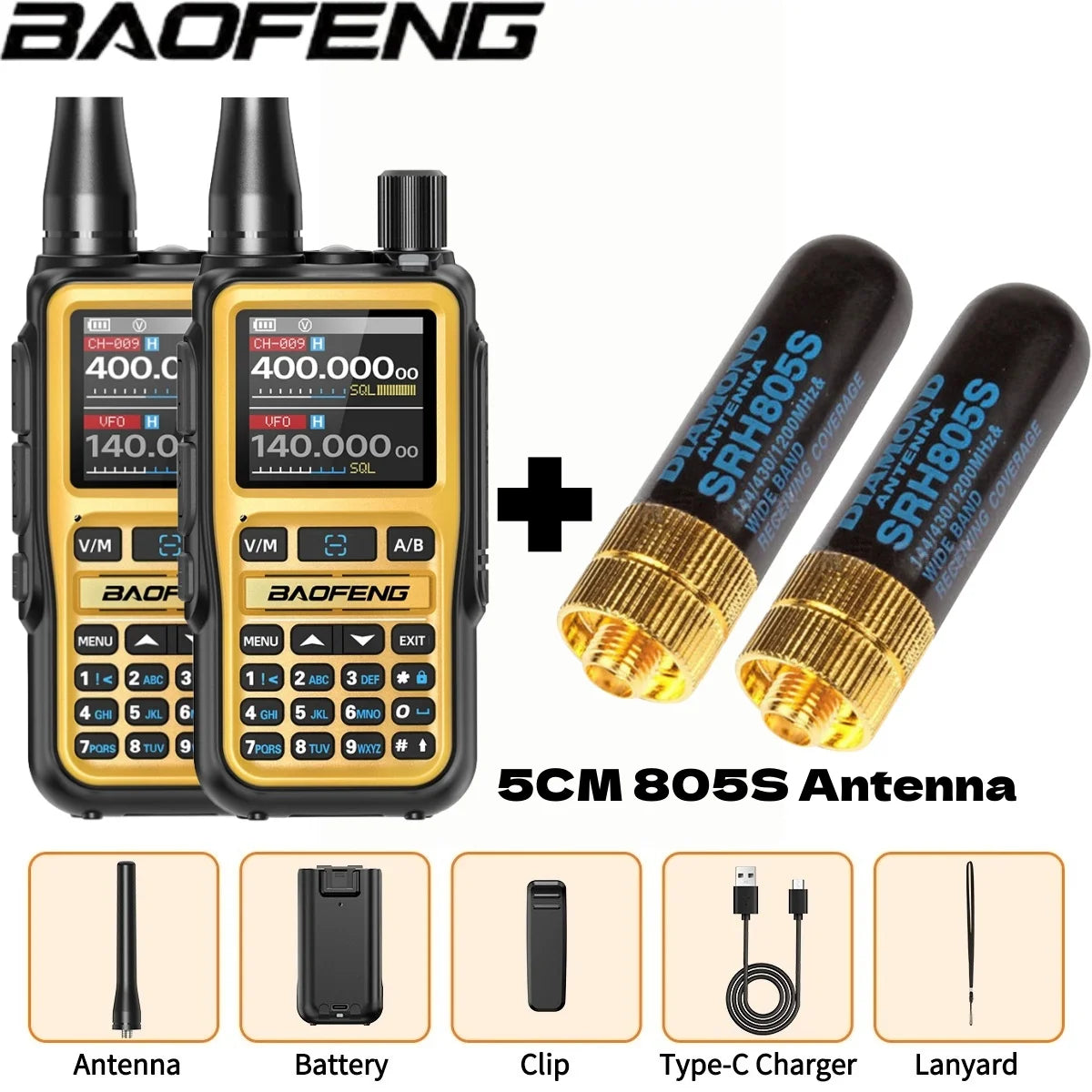 Baofeng UV 5R Mini Full Band Walkie Talkie Bluetooth Programming AM Wireless Copy Frequency 999CH Type-C Portable Ham Radio