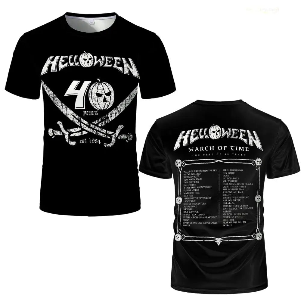 German Heavy Metal Rock Band Helloween Printed T-shirt Street Hip-hop Oversized Men's Tee Trendy Vintage Style Unisex Clothing