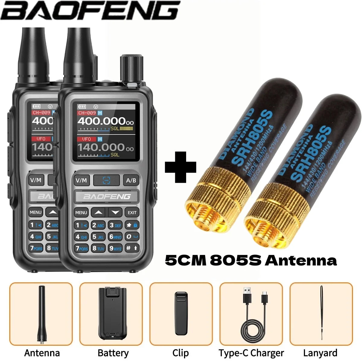 Baofeng UV 5R Mini Full Band Walkie Talkie Bluetooth Programming AM Wireless Copy Frequency 999CH Type-C Portable Ham Radio