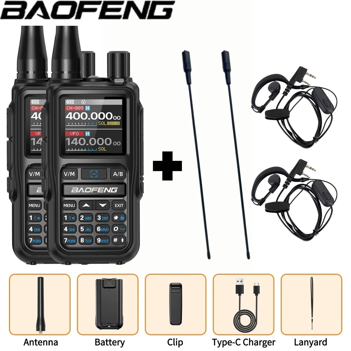Baofeng UV 5R Mini Full Band Walkie Talkie Bluetooth Programming AM Wireless Copy Frequency 999CH Type-C Portable Ham Radio
