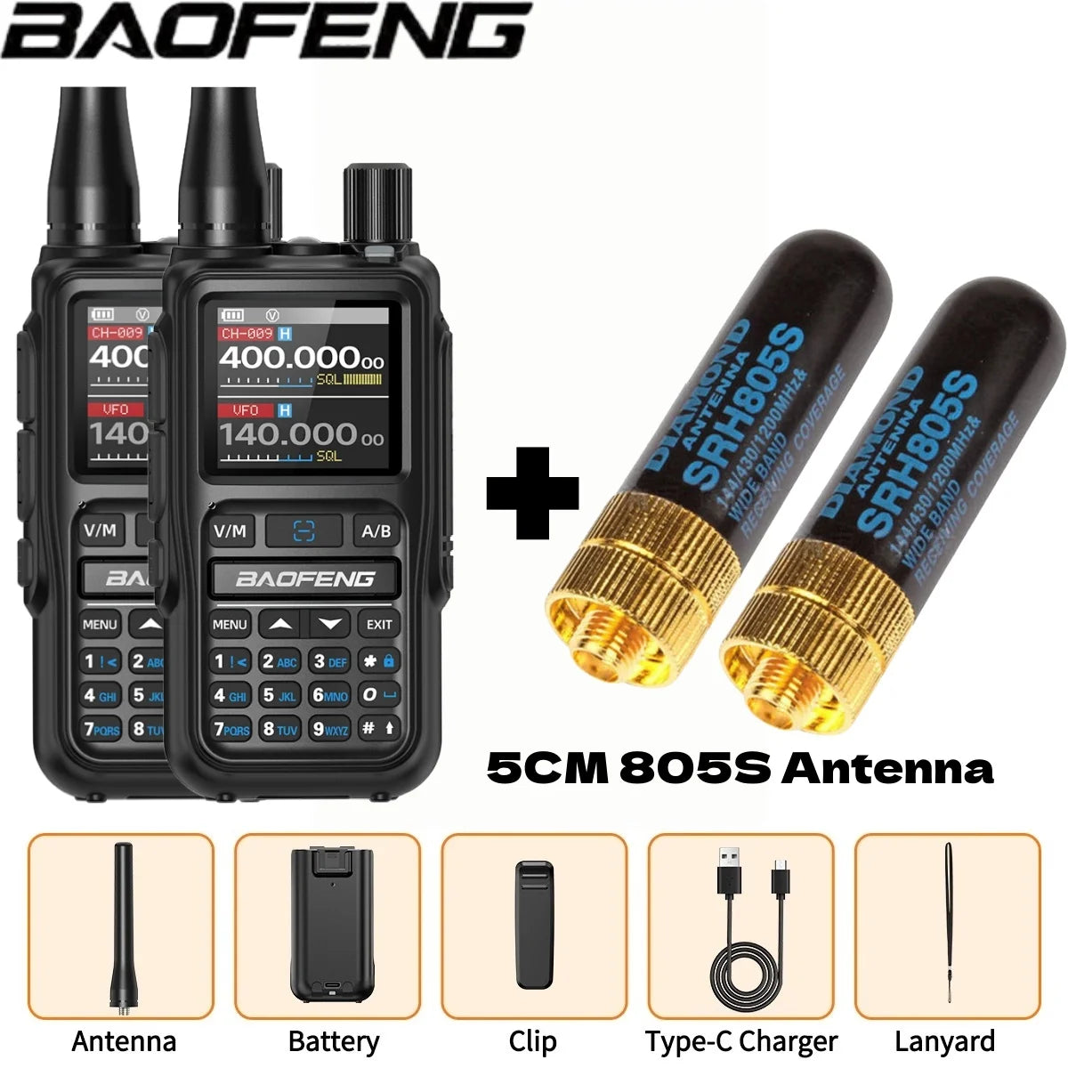 Baofeng UV 5R Mini Full Band Walkie Talkie Bluetooth Programming AM Wireless Copy Frequency 999CH Type-C Portable Ham Radio