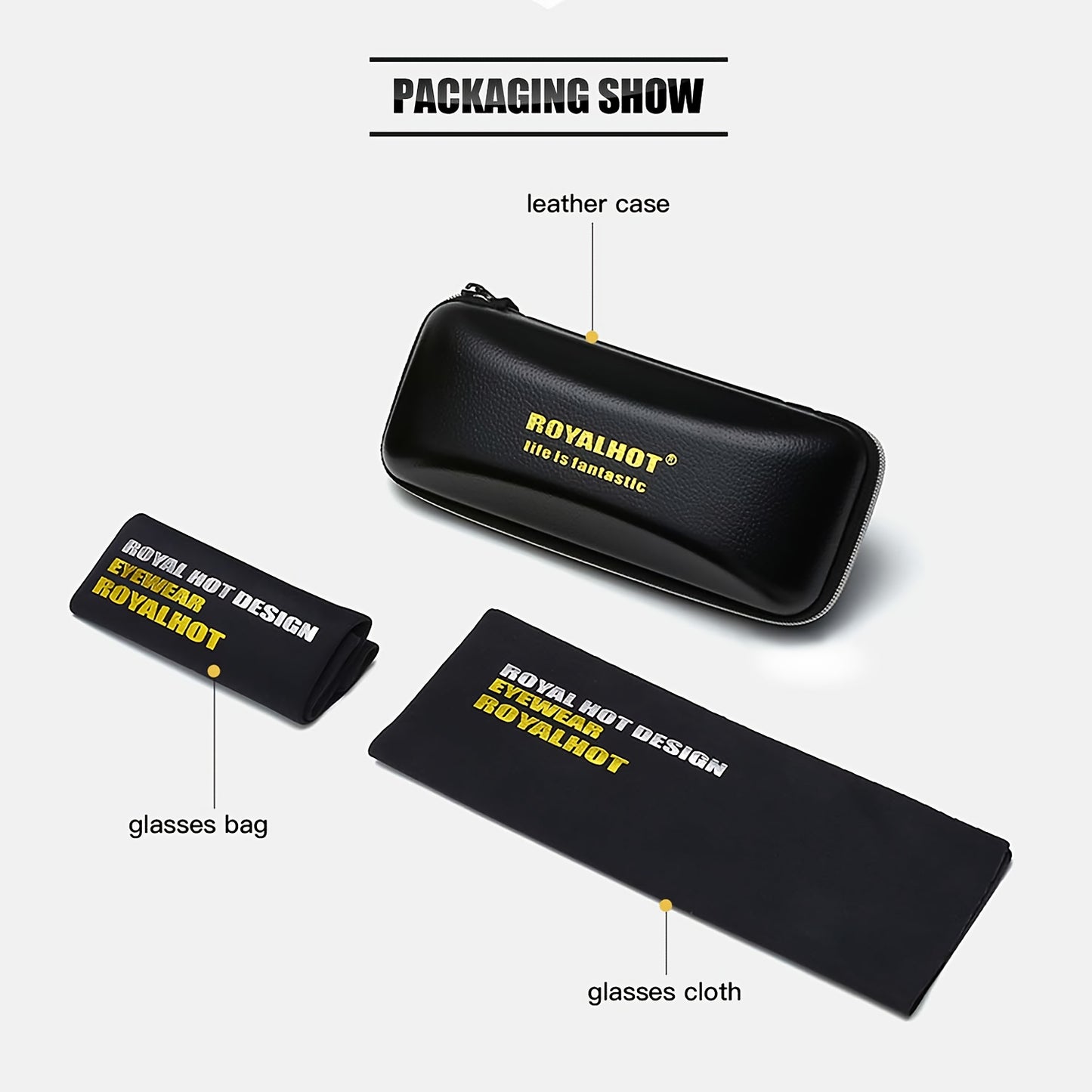 RoyalHot Men's Premium Aluminum Magnesium Polarized Fashion Glasses Driving Fashion Glasses with Golden Frame & Dark Tinted Lenses, Includes Case & Microfiber Cloth for Hiking Running Fishing, Outdoor Eyewear, Sleek Design, L