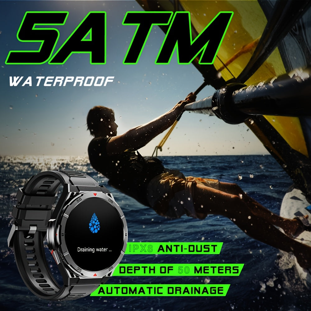 Men'S GPS Smartwatch, Dual-Band Multi-Star, Precision Trajectory, 5ATM High Quality, Compass, Barometric altitude, Battery, 1.43-inch Full Touch Screen, AMOLED Material Ultra Clarity, Wireless Calling, Tracking, Compatible wi