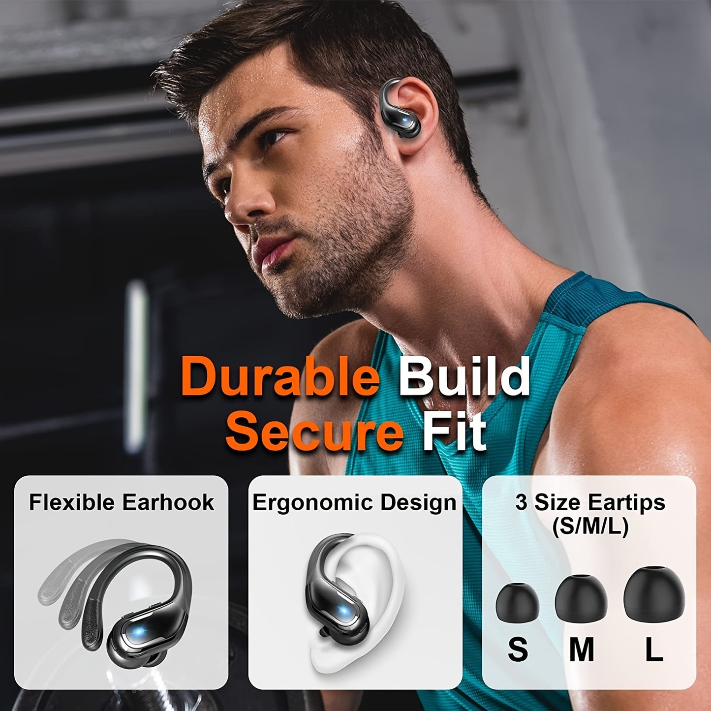 Wireless Sport Earbuds With Mic, In-Ear Headphones, Earphones With LED Display, Mini Charging Case Headset For Iphone Android