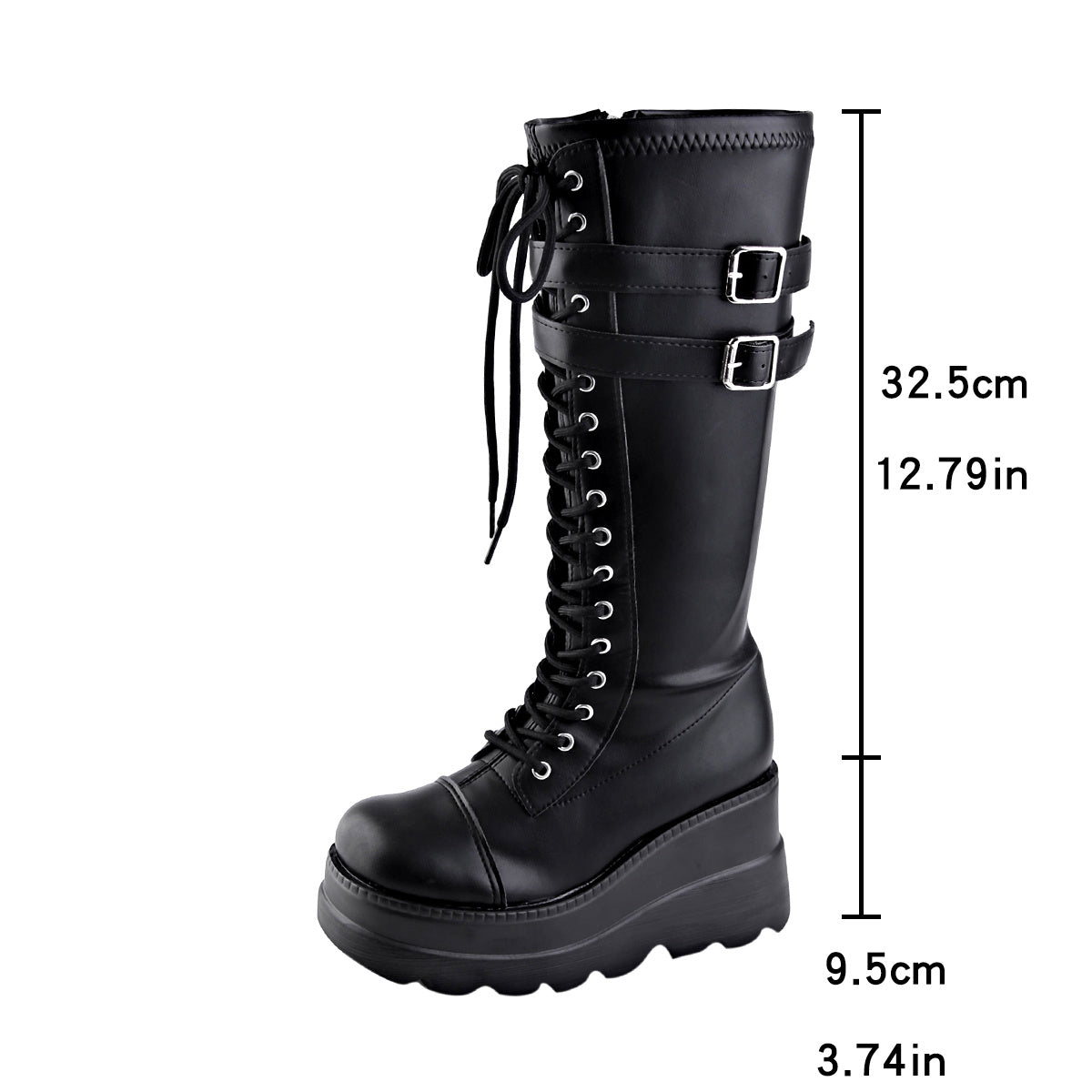 iH2 Women's Winter Platform High-Heel Boots - Thick Platform Wedge (Up to 4cm) with Back Zipper Closure, Round Toe Faux Snow Boots, TPR Sole & Fabric - Dress Boots for Dresses/Coutfits (European/American Style) - Heavy-Duty