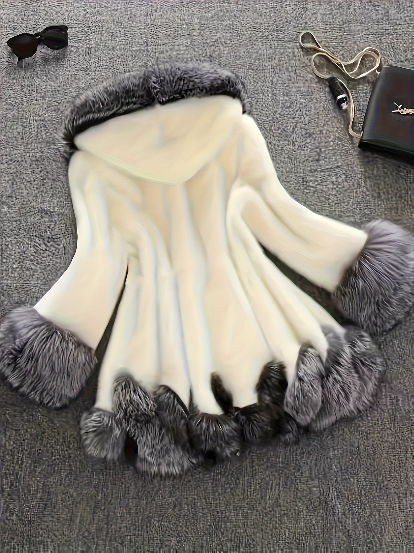 Women's Elegant Coat - Winter Formal & Everyday Outerwear with Hood, Non-Stretchy Structured Fit, Easy-Care Luxury Cold Weather Jacket for Women (Autumn/Winter), Cozy Warm Wear, Faux Fur Lining, Plush Accents