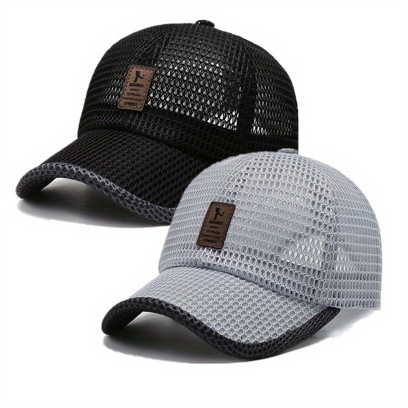 2pcs Ediko Mesh Cap with Edge, Summer Mesh Baseball Cap for Men, Truck Driver Mesh Cap, Outdoor Sports Running. Fabric.