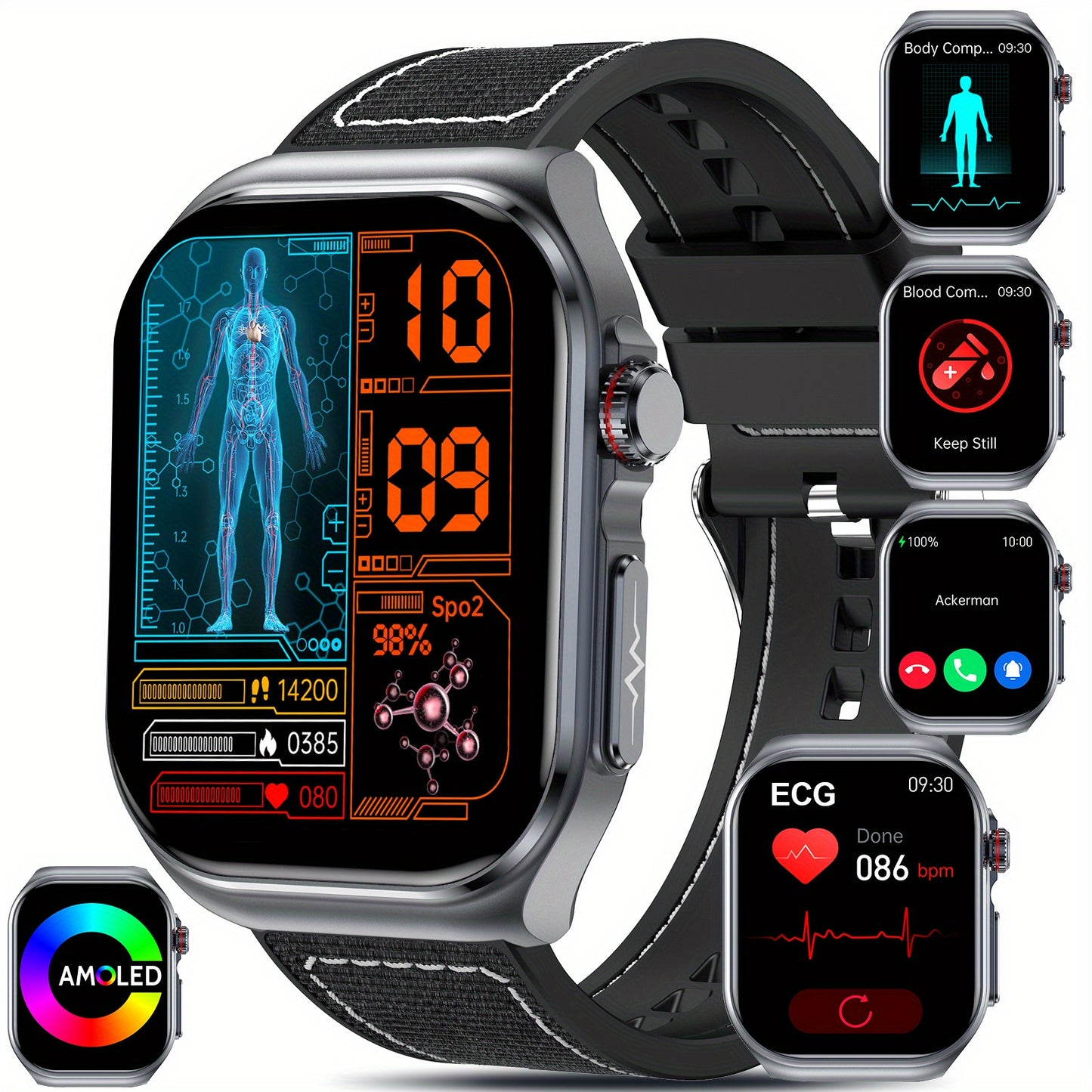 2025 New Smartwatch: 5.18cm AMOLED Large Display, 530mAh Long-Last Battery, BT 5.3 Call, Multi-Sport Modes, Voice Assistant, SOS, Menstrual Tracking, Weather Forecast, Fitness Tracker Watch for Android & IOS, Best Gift for Fa