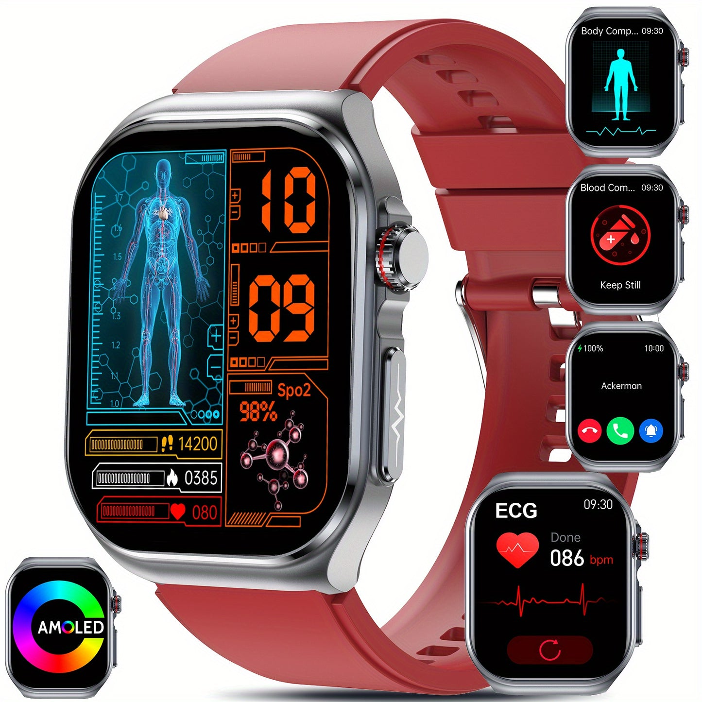 2025 New Smartwatch: 5.18cm AMOLED Large Display, 530mAh Long-Last Battery, BT 5.3 Call, Multi-Sport Modes, Voice Assistant, SOS, Menstrual Tracking, Weather Forecast, Fitness Tracker Watch for Android & IOS, Best Gift for Fa