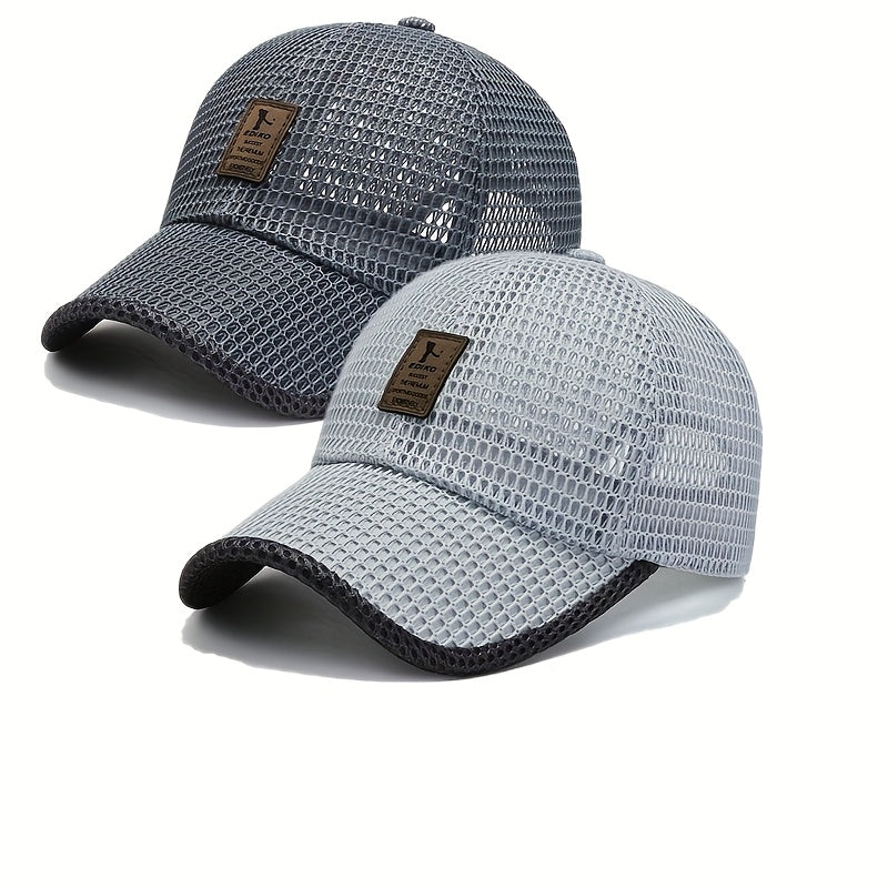 2pcs Ediko Mesh Cap with Edge, Summer Mesh Baseball Cap for Men, Truck Driver Mesh Cap, Outdoor Sports Running. Fabric.