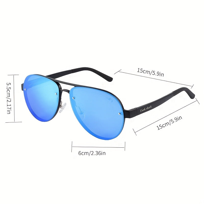 cookshark Men's Retro Pilot Fashion Glasses - Lightweight Oval Frame, Vintage Style with Protective Case - Black & Golden Accents for Casual, Parties, Stylish Logo Detail, Premium Feel Eyewear