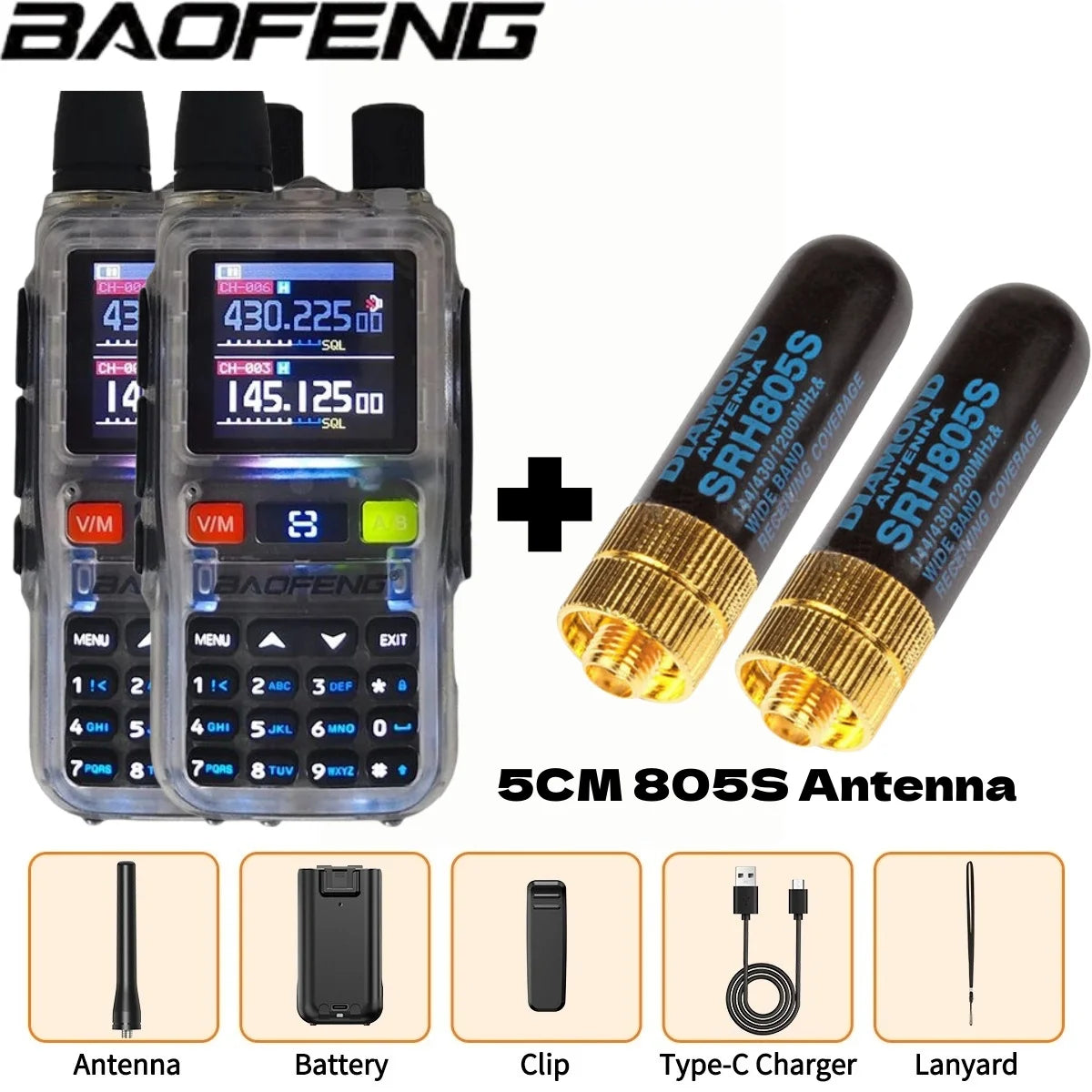 Baofeng UV 5R Mini Full Band Walkie Talkie Bluetooth Programming AM Wireless Copy Frequency 999CH Type-C Portable Ham Radio