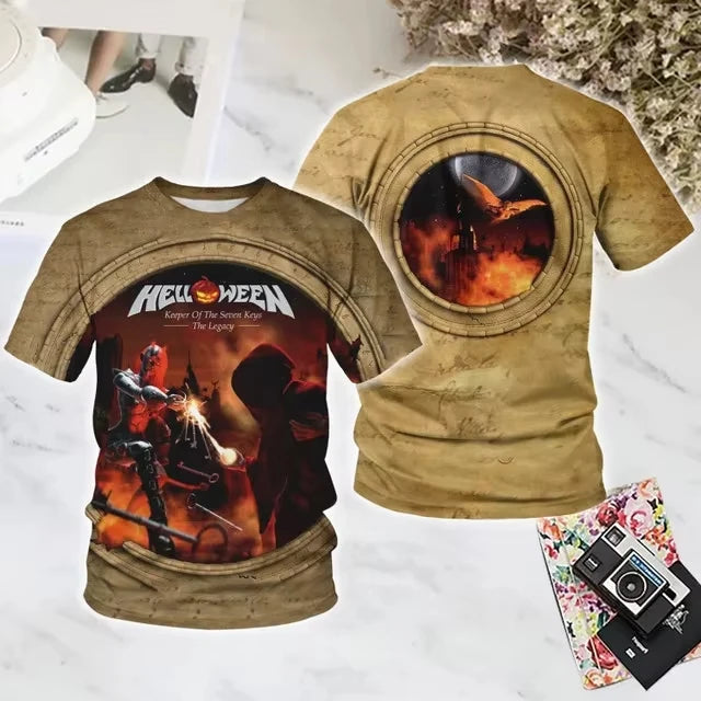 2025 New Popular Rock Helloween 3d Print T-shirt Men Women Fashion T shirt Hip Hop Short Sleeve Tops Tees Graphic Tshirt Album