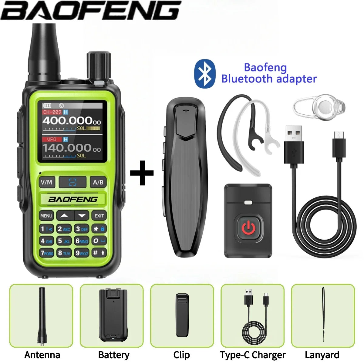 Baofeng UV 5R Mini Full Band Walkie Talkie Bluetooth Programming AM Wireless Copy Frequency 999CH Type-C Portable Ham Radio