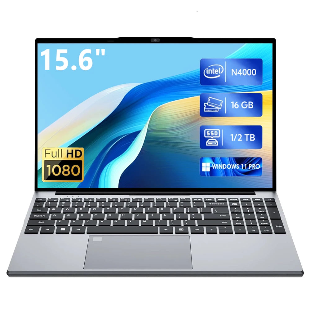 2025 Windows 11 Laptop Computer Intel Core i7 8500Y N4000 Ultra-thin Notebook 16GB RAM 1TB 2TB SSD 15.6" Fingerprint Unlock  PC
