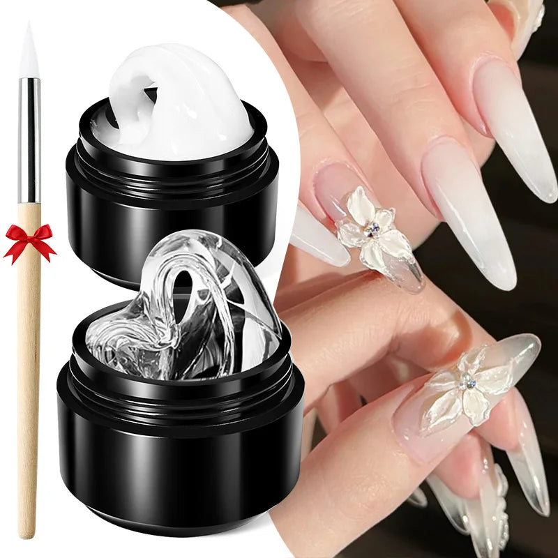 BORN PRETTY 15ml Clear Non Stick Hand Extension Gel 3D Shaping Sculpting Carving Nail Art Solid Hard Gel for Fake Nail