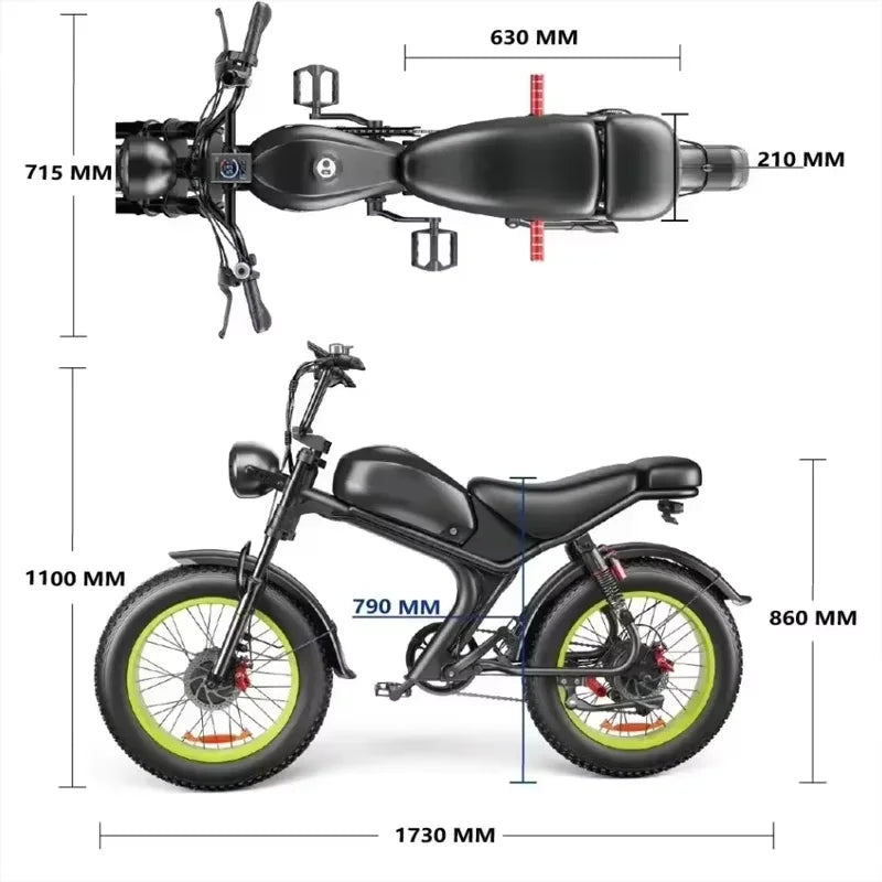 2000W Motor Electric Bicycle 48V23AH Lithium Battery Electric Bike Hydraulic Brake Motorcycle 20*4 Inch Fat Tire Mountain E-bike