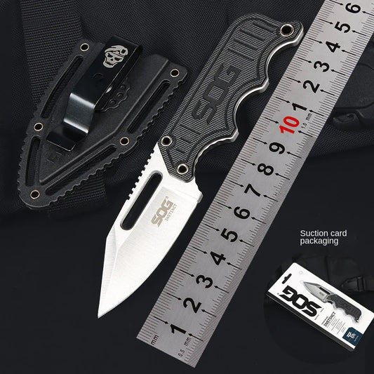 Full Tang Durable Instinct Fixed Knife G10 Handle Lightweight Mini Pocket EDC Neck Chain Multi Tools with ABS Plastic Sheath