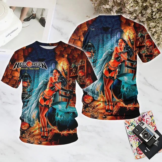 Classic Rock Helloween T-shirts Male 3D Print Men Women Hip Hop Trend Short Sleeve TShirt Street Loose Casual Oversized Y2k Tops
